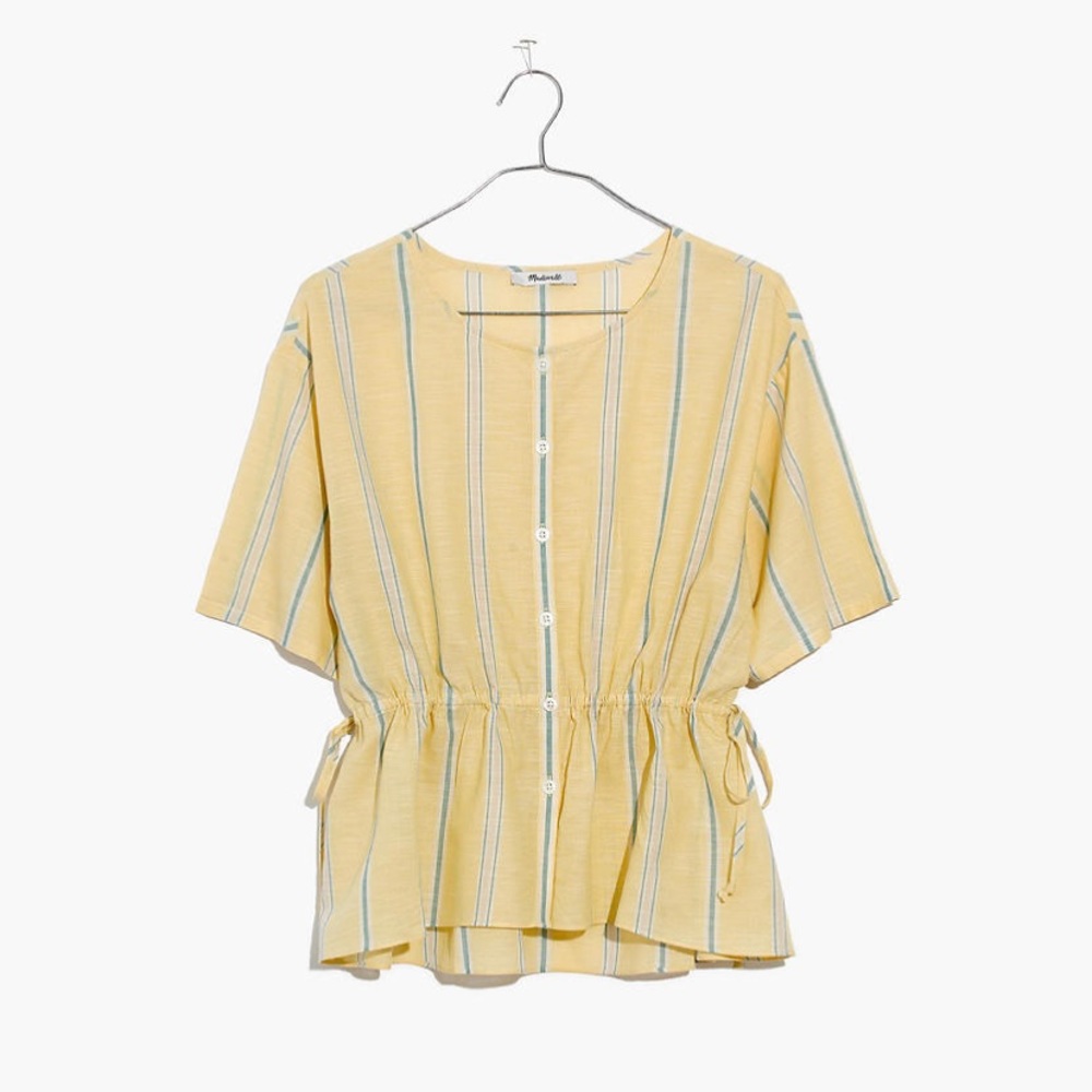 ✨Madewell Striped Yellow Drawstring-Waist Shirt ✨